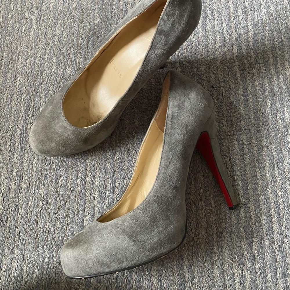 CHRISTIAN LOUBITON Suede High Heel Pumps with Red Sole